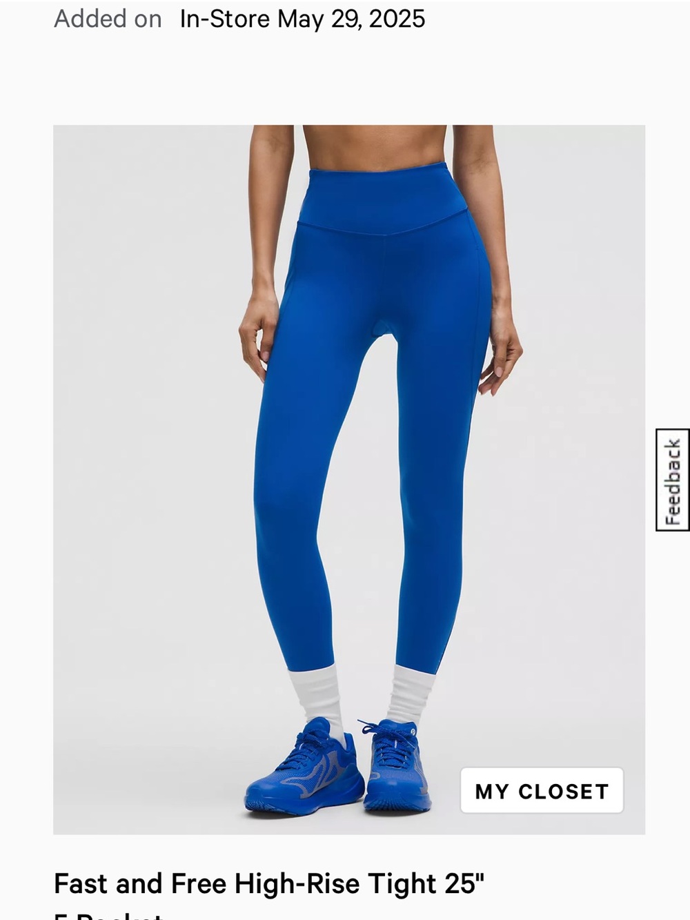 lululemon athletica Fast and Free High-Rise Tight 25" – True Blue